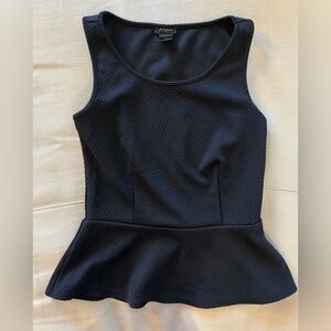 Ann Taylor Navy Fitted Peplum Tank Top